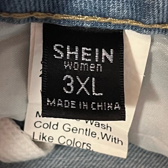 Shein Lace Up Sides Cutoff Jean Shorts Blue Size 3XL - Picture 4 of 6